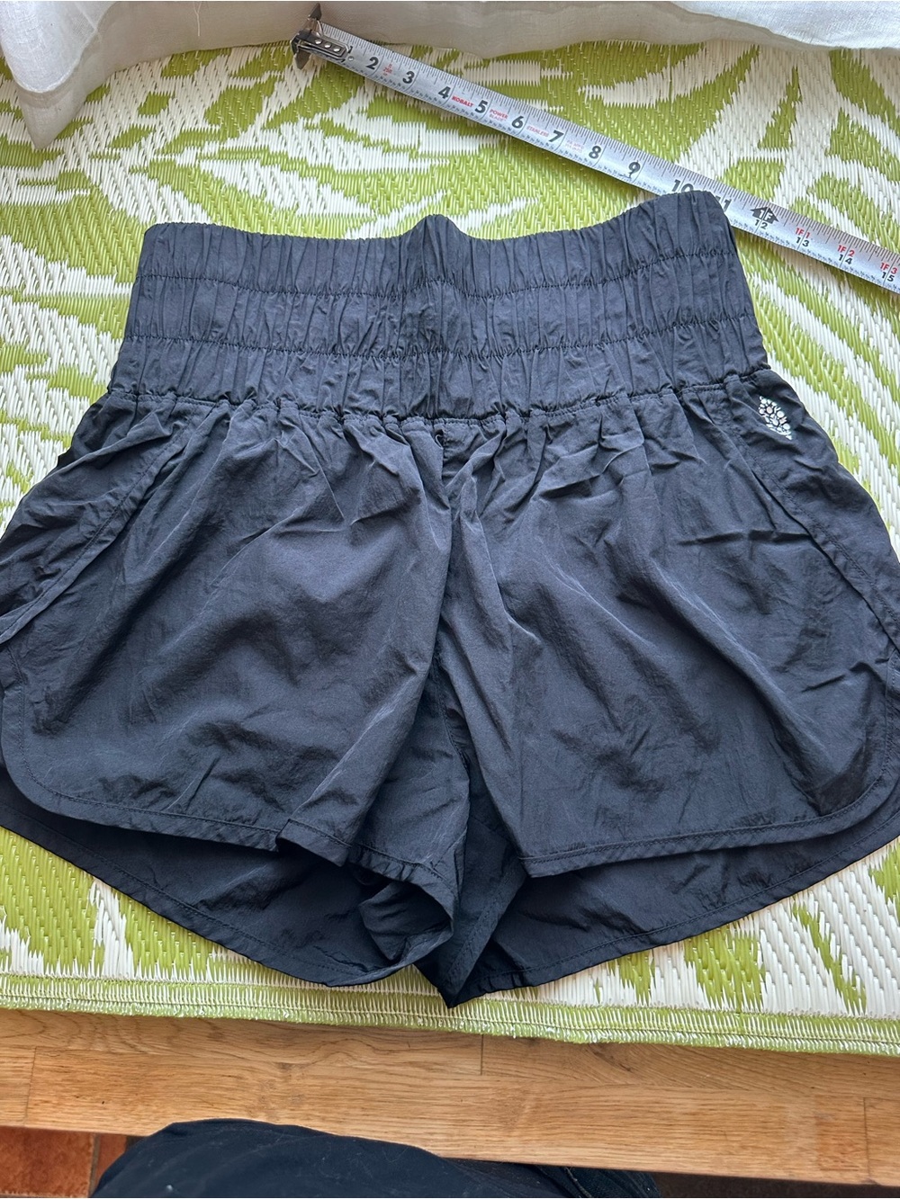 Free People Black Smocked Waist Athletic Shorts